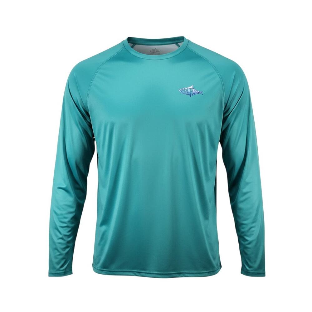 Fish N Vibe Performance Fishing Shirt Blue Long Sleeve Men's XXL